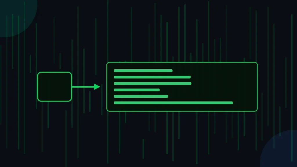 A key feeding into lines of green code, showing how a hacker typer is built