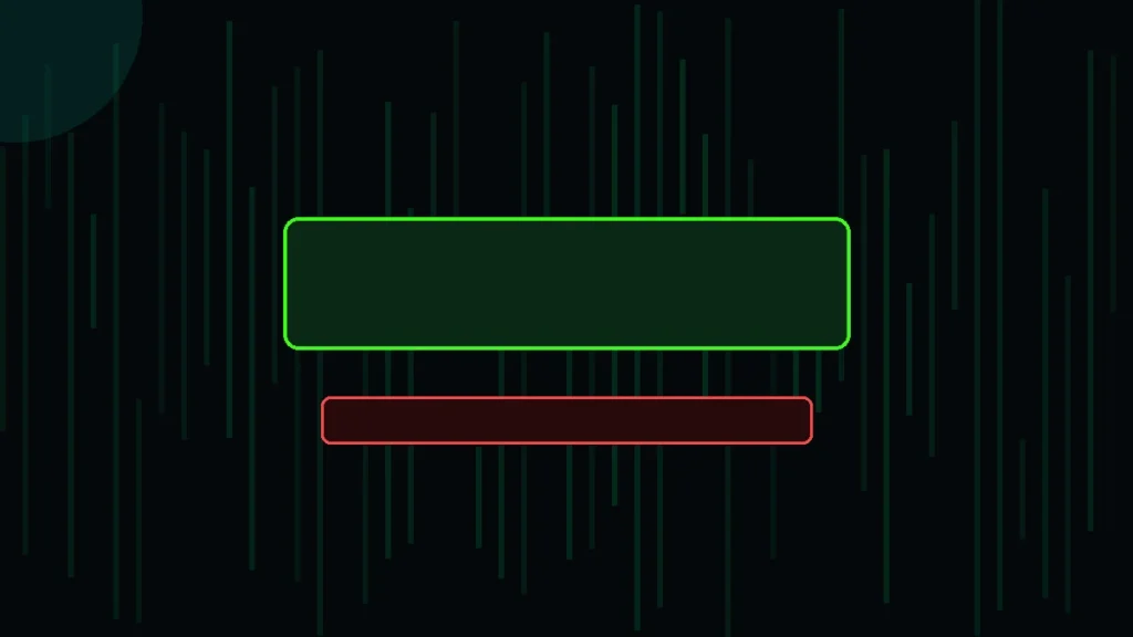 A green access panel and a red denied panel on a dark screen
