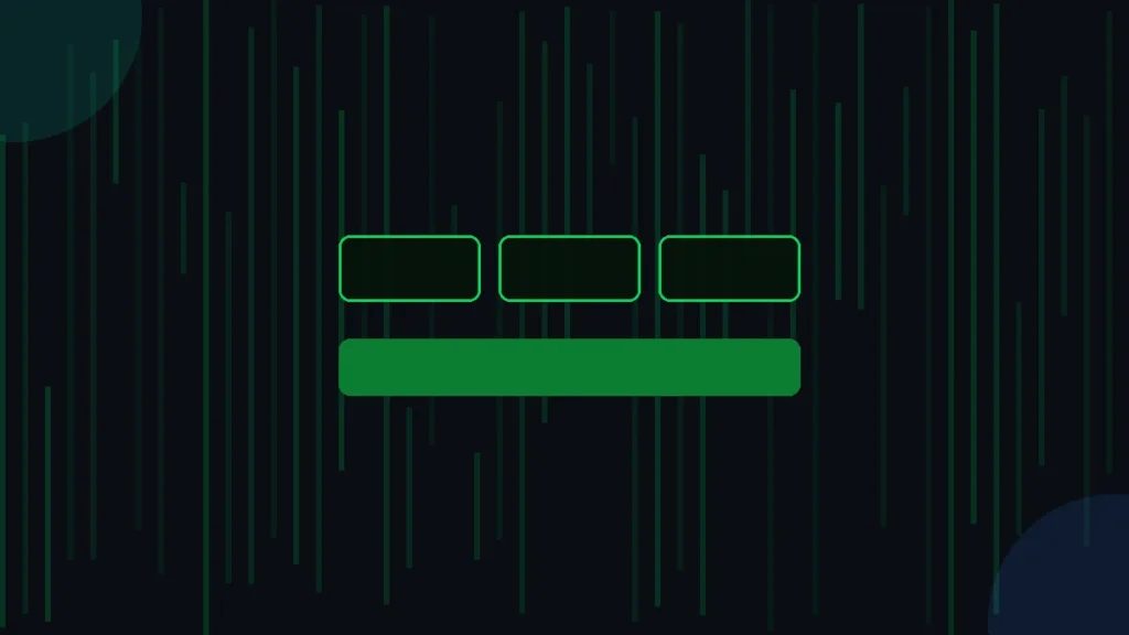 Three keycaps and a command bar representing Hacker Typer keyboard commands