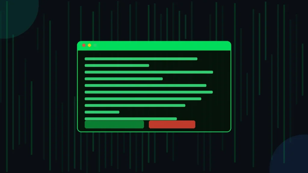 A terminal with green code and green and red result bars for a hacker prank